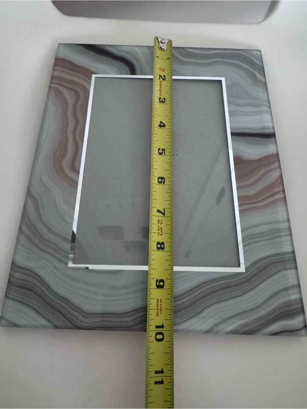 Modern Faux Agate Glass 4x6 Picture Frame Gray Marble Geode Decor Contemporary